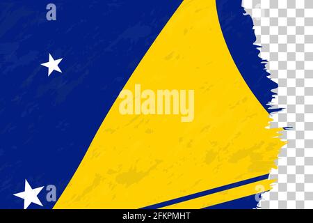 Horizontal Abstract Grunge Brushed Flag of Tokelau on Transparent Grid. Vector Template. Stock Vector