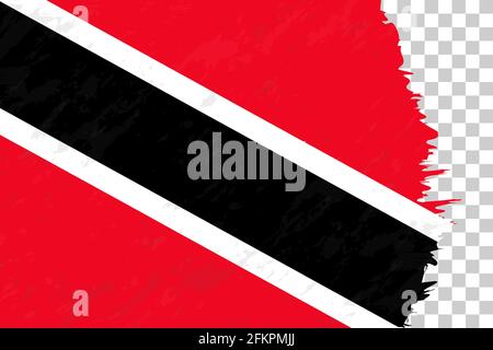 Horizontal Abstract Grunge Brushed Flag of Trinidad and Tobago on Transparent Grid. Vector Template. Stock Vector