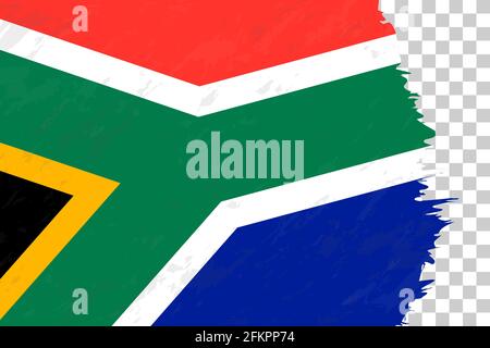 Horizontal Abstract Grunge Brushed Flag of South Africa on Transparent Grid. Vector Template. Stock Vector