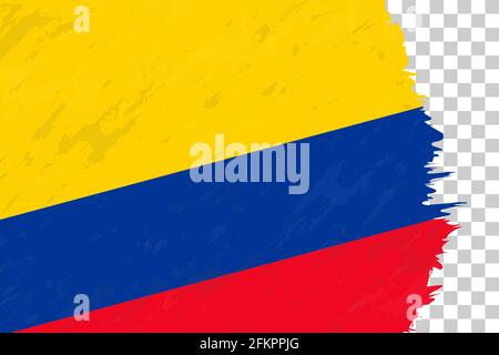 Horizontal Abstract Grunge Brushed Flag of Colombia on Transparent Grid. Vector Template. Stock Vector