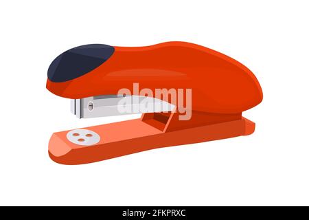 Stapler isolated on white background. Red office stapler for stapling paper. Stationery device icon for web and applications.Stock vector illustration Stock Vector