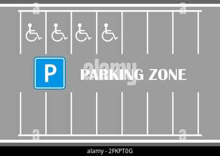 Parking car zone marks.City street parking.Parallel lots, white lines for car parking spaces.Place for vehicles with marking.Stock vector illustration Stock Vector