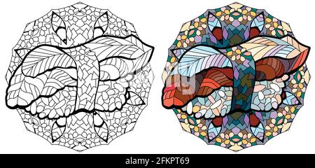Hand drawn zentangle nigiri with eel for t-shirt and other decorations with mandala for coloring Stock Vector