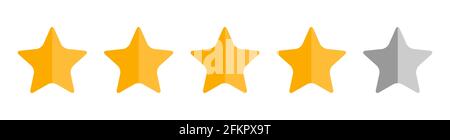 Four stars, customer quality symbol, vector product rating review flat icon for hotel, restaurant etc . Stock Vector