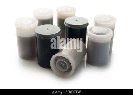 Plastic canister for a film 35mm roll isolated on white background Stock  Photo - Alamy