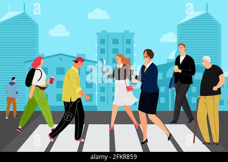 Cute little boy help elderly grandfather crossing street at the pedestrian  traffic 13432910 Vector Art at Vecteezy