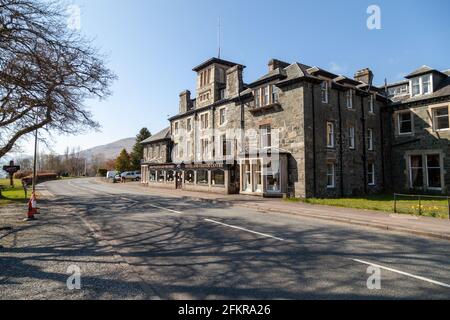 The Hotel and Visitor Centre at St Fillans on Loch Earn, Scotland. Stock Photo
