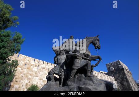 Statue of Saladin, equestrian bronze statue depicting the Ayyubid Sultan Saladin, Damascus, Syria Stock Photo