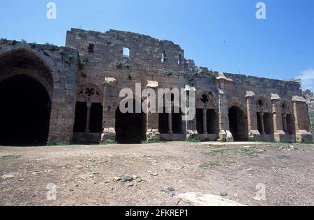 Hall of the knights, Krak des Chevaliers, Crusader castle, Syria Stock Photo