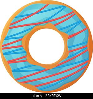 Bright doughnut with blue glaze and berry lemon frosting No diet day symbol, unhealthy food, sweet fastfood, sugar snack, extra calories concept Stock Vector