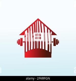 wood buildings Cross Fit gym equipment logo vector design Stock Vector