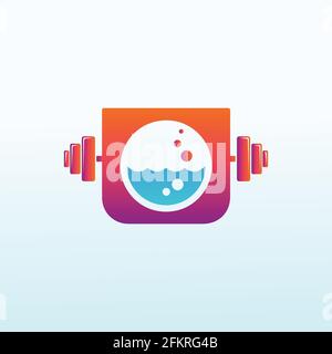 washing machine Cross Fit gym equipment logo vector design Stock Vector
