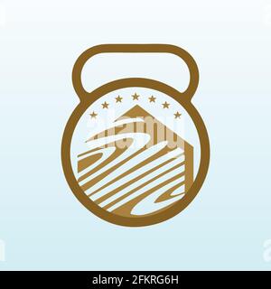 wood buildings Cross Fit gym equipment logo vector design Stock Vector