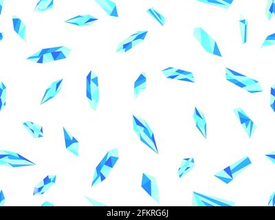 Crystals seamless pattern. Gems isolated on white background. Raw minerals. Background for advertising products, wraps and banners. Vector illustratio Stock Vector