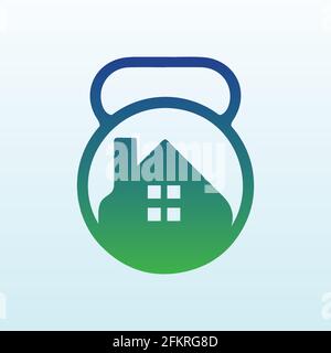 Home vector logo design with fitness icon Stock Vector