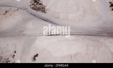 Truck at Quarry and cement factory. Stock Photo