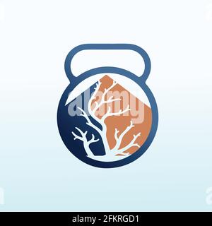 wood buildings Cross Fit gym equipment logo vector design Stock Vector