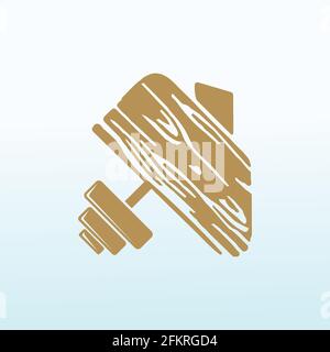 wood buildings Cross Fit gym equipment logo vector design Stock Vector
