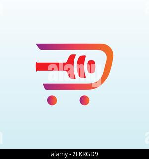 Electronic shopping cart vector logo design with fitness icon Stock Vector