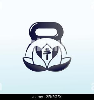 Natural home Cross Fit gym equipment logo vector design Stock Vector