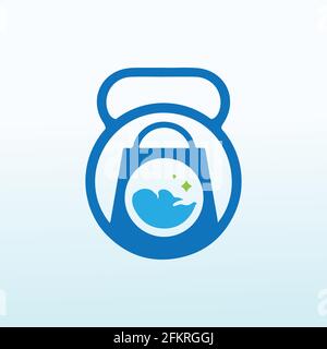 washing machine Cross Fit gym equipment logo vector design Stock Vector