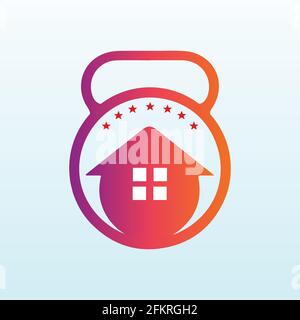 We sell home goods vector logo design with fitness icon Stock Vector