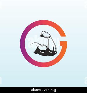 Physical Fitness Letter G vector logo design with fitness icon Stock Vector