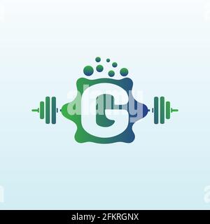 Letter G vector logo design with fitness icon Stock Vector