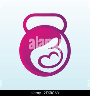 pregnancy care vector logo design with fitness icon Stock Vector