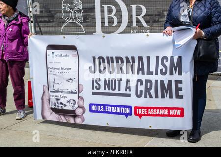 TRAFALGAR SQUARE, LONDON, ENGLAND- 1 May 2021: Protesters at a KILL THE BILL protest in London Stock Photo