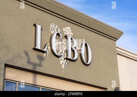 Ottawa, Canada -May 2, 2021: LCBO, Liquor Control Board of Ontario retail store in Ottawa, Stock Photo