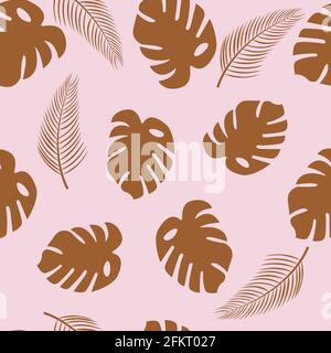 Gold palm leaves Vector seamless pattern Stock Vector