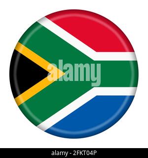 Republic of South Africa flag button 3d illustration with clipping path Stock Photo