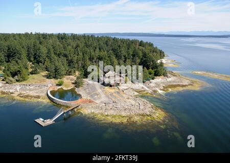 Aerial photo of Yellow Point Lodge, Yellow Point, Vancouver Island, British Columbia, Canada. Stock Photo