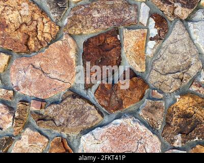 closeup view of stone fortress castle or garden building wall Stock Photo
