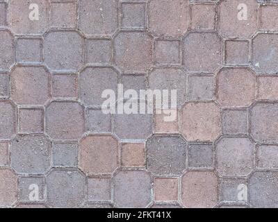 cobblestone driveway or sidewalk walking path vintage garden walkway overhead view Stock Photo