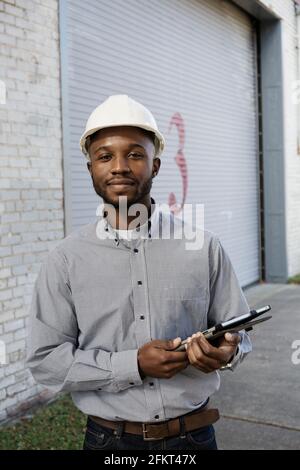 Portrait of young male architect outside building Stock Photo