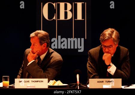 SIR CLIVE THOMPSON NEW PRESIDENT OF THE CBI WITH ADAIR TURNEER Stock Photo