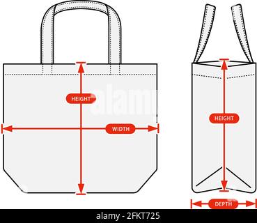 Clothing size chart tote bag Royalty Free Vector Image