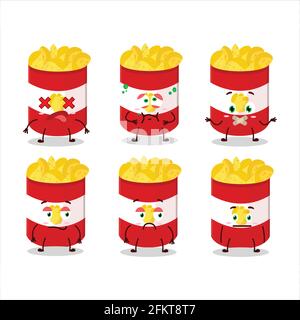 Cup of potato chips cartoon character with nope expression. Vector illustration Stock Vector