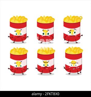 Cartoon character of cup of potato chips with what expression. Vector illustration Stock Vector