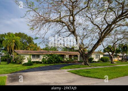 Hollywood, FL, USA - May 3, 2021: Photo series of single family houses in Hollywood Hills neighborhoods Florida USA Stock Photo