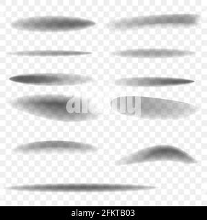 Set of realistic round shadow with soft edges. Vector illustration isolated on transparent background Stock Vector