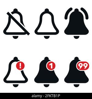 Vector design of Social media notification bell icons, notification bell on and off. Stock Vector