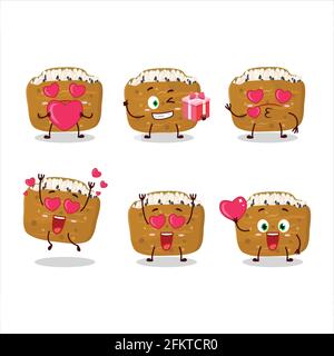 Inarizushi cartoon character with love cute emoticon. Vector illustration Stock Vector