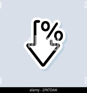 Percent arrow sticker, logo, icon. Vector. Growth and reduction - discount. Vector on isolated background. EPS 10 Stock Vector