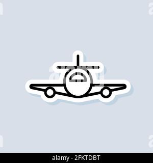 Travel agency badge sticker, logo, icon. Vector. Airplane, plane icon. Airplane icons. Vector on isolated background. EPS 10 Stock Vector