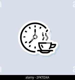 Time for lunch sticker, logo, icon. Vector. Meal breaks icon. Time break. Dinner. Food time logo. Vector on isolated background. EPS 10 Stock Vector