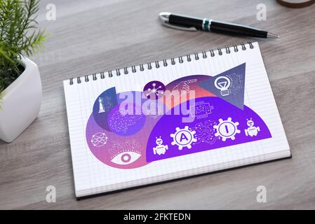 Ai concept drawn on a notepad Stock Photo