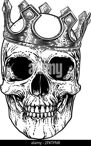 Skull Crown King Human Royal Skeleton Stock Vector
